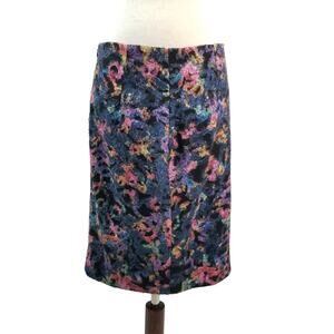 Doncaster Black Blue Pink Floral Lined Midi Skirt Very Nice Size 4